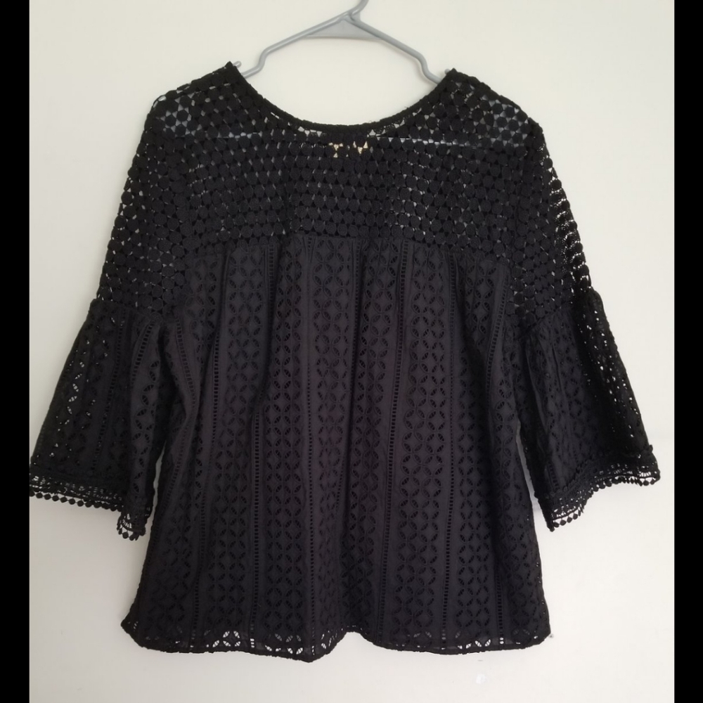 W5 Black Crochet Lace Effect Blouse